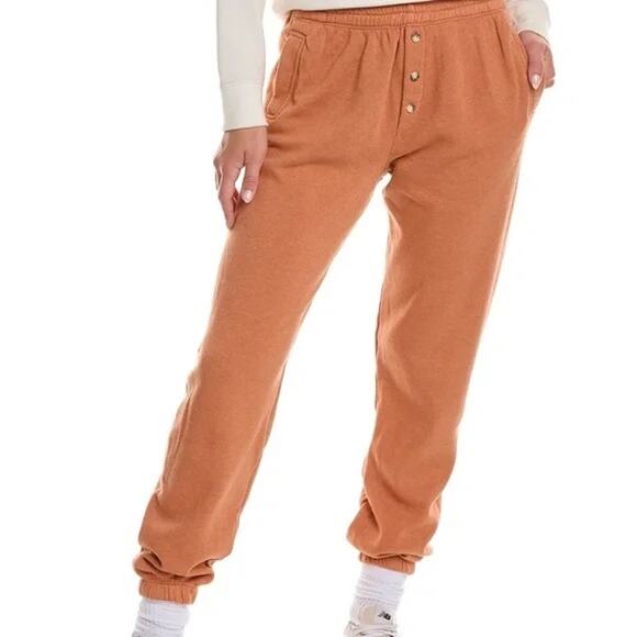 DONNI. Vintage Henley Fleece Jogger Sweatpants Juniper Orange M Quiet Luxury - Picture 2 of 8